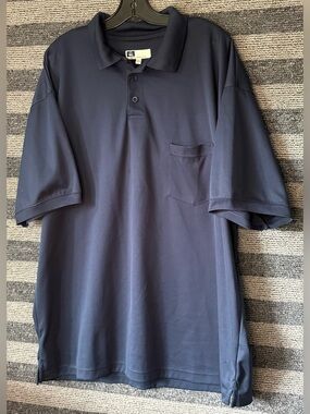 Tilley CoolMax Men’s Navy Blue Athletic Pocket Polo Golf Shirt 3XL EUC